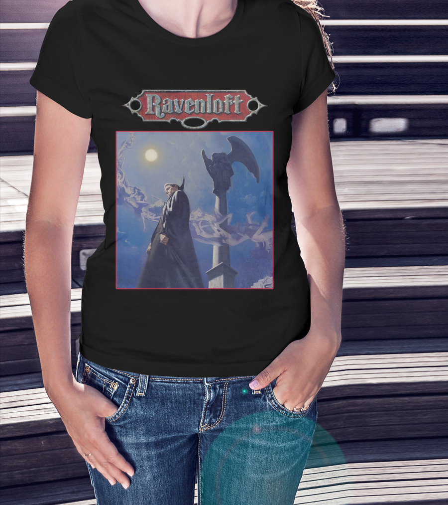 Ravenloft Dungeons And Dragons Vampire Castle Full Moon Gothic T-Shirt