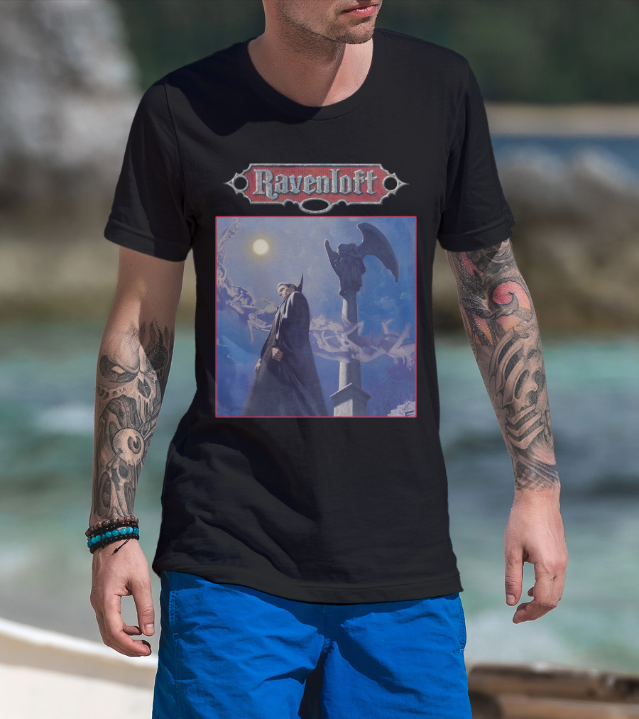 Ravenloft Dungeons And Dragons Vampire Castle Full Moon Gothic T-Shirt