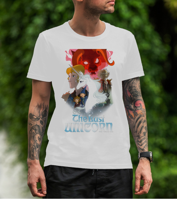 The Last Unicorn Animated Fantasy Characters And Red Bull Face T-Shirt