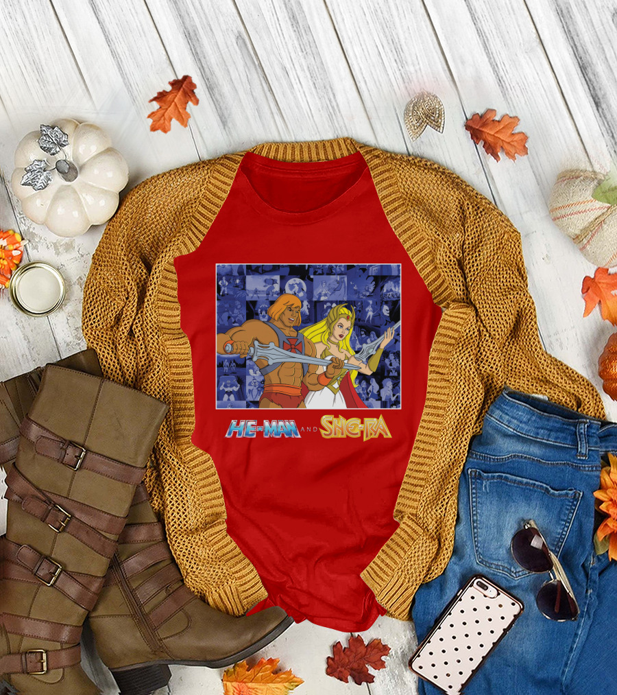 He-Man and She-Ra Characters with Sword T-Shirt