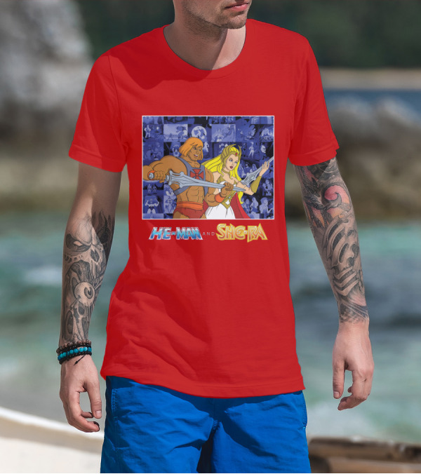 He-Man And She-Ra Characters With Sword T-Shirt