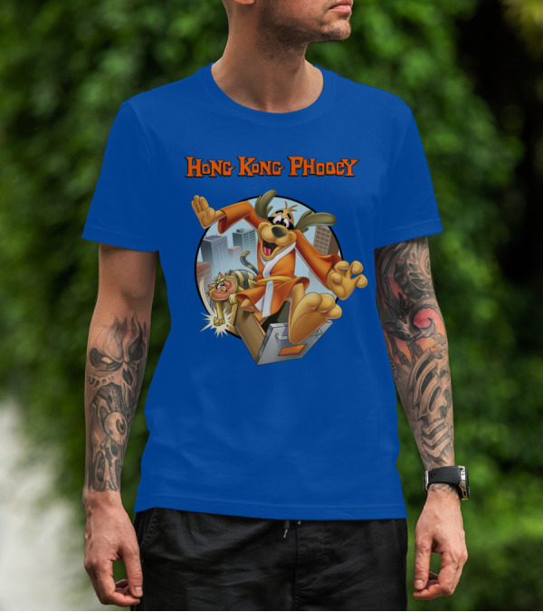 Hong Kong Phooey Animated Character In City Scene T-Shirt
