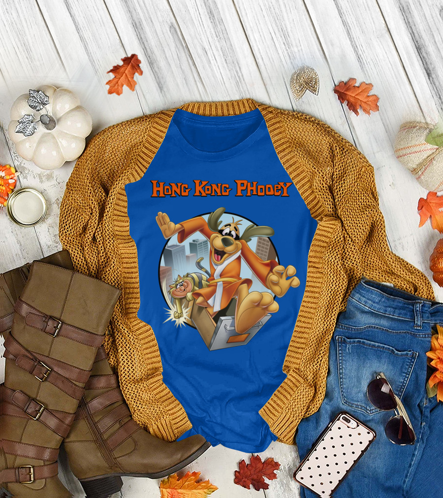 Hong Kong Phooey Animated Character in City Scene T-Shirt