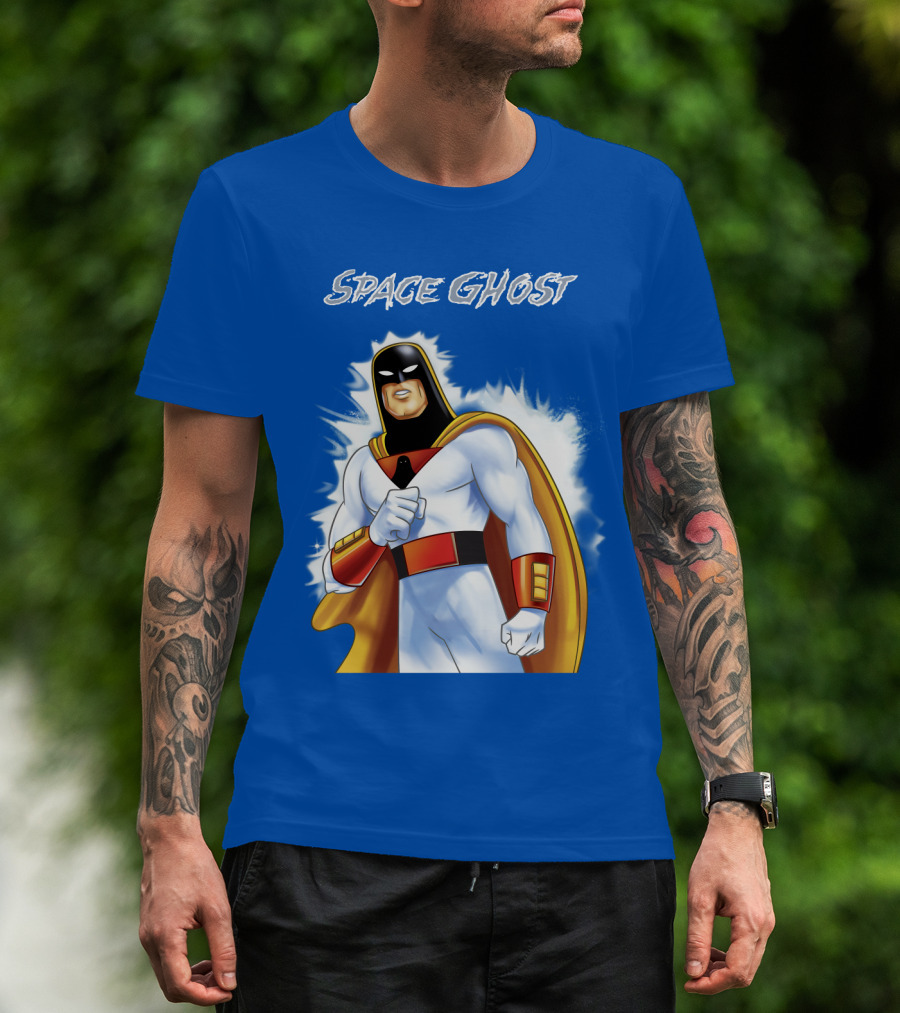 Space Ghost Classic Character With Dynamic Pose And Iconic Heroic T-Shirt