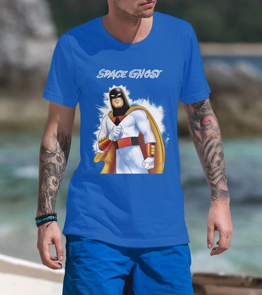 Space Ghost Classic Character With Dynamic Pose And Iconic Heroic T-Shirt