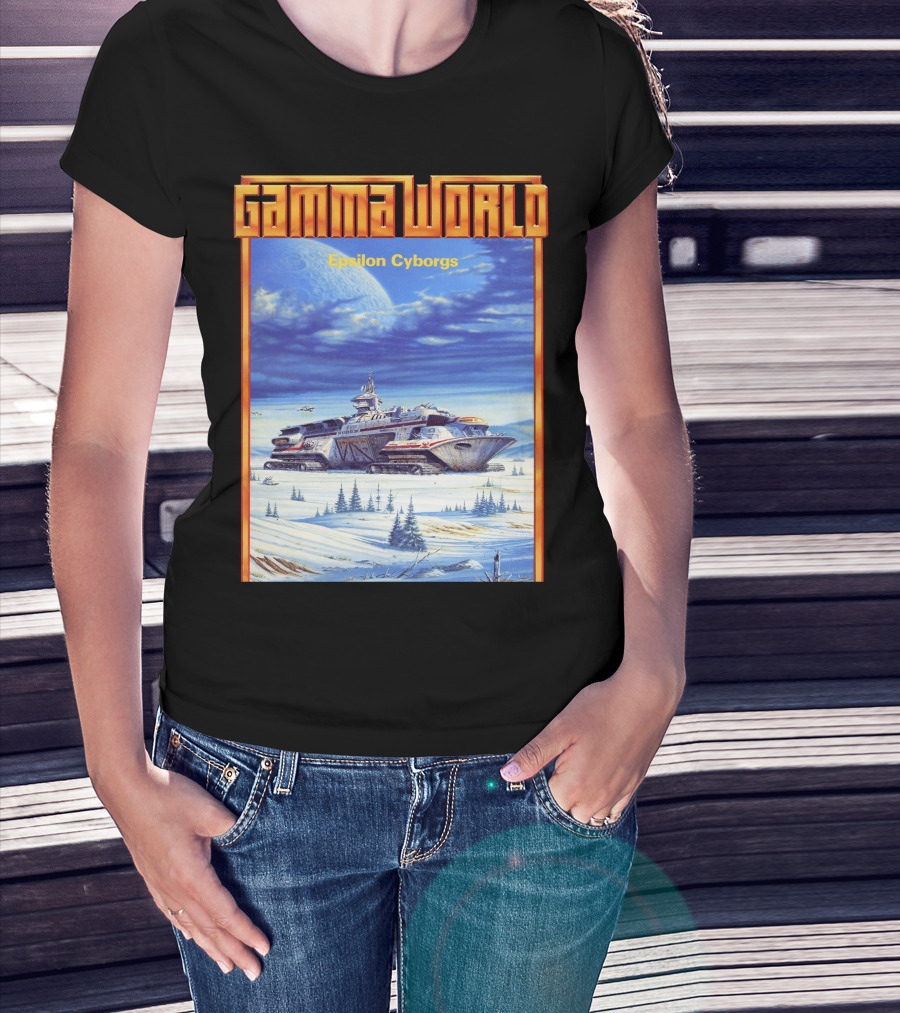 Gamma World Epsilon Cyborgs Snowy Landscape Spaceship Adventure T-Shirt