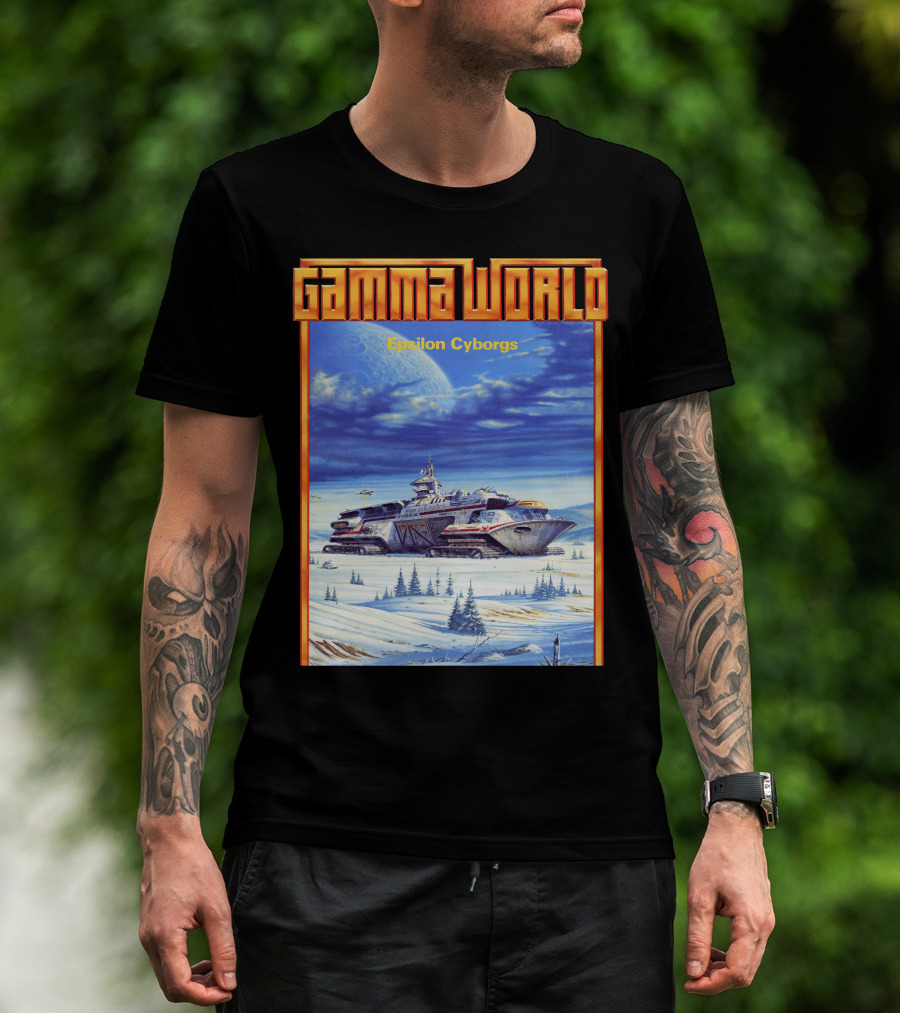 Gamma World Epsilon Cyborgs Snowy Landscape Spaceship Adventure T-Shirt