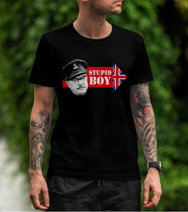 Dad's Army Stupid Boy British Flag Arrow T-Shirt
