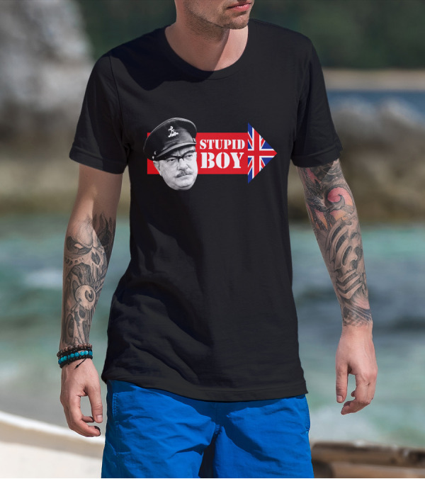 Dad's Army Stupid Boy British Flag Arrow T-Shirt