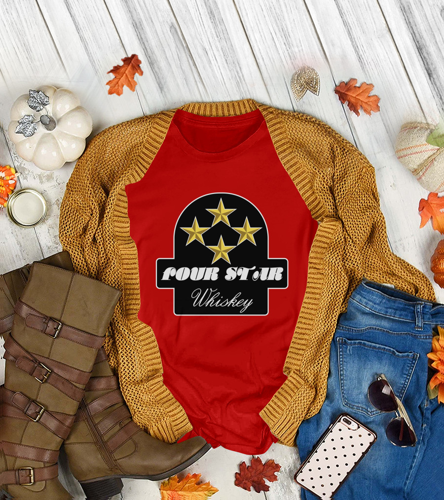 Stroker Ace Four Star Whiskey Gold Stars Emblem T-Shirt