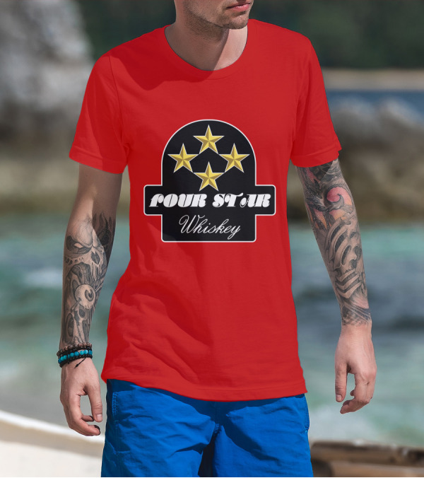 Stroker Ace Four Star Whiskey Gold Stars Emblem T-Shirt