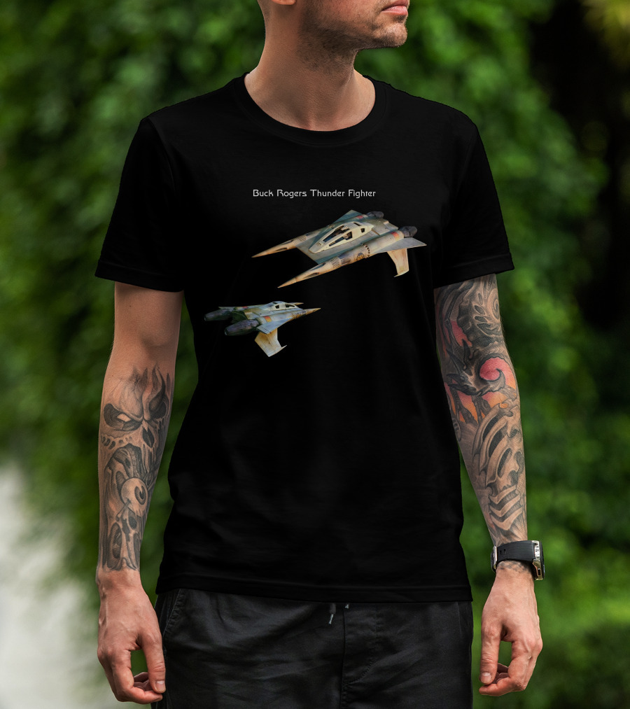 Buck Rogers Thunder Fighter Spaceship Retro Sci-Fi Adventure T-Shirt