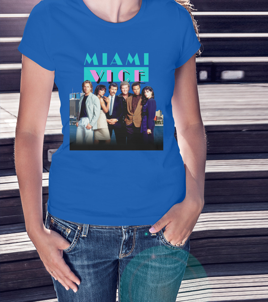 MIAMI VICE Retro Classic Cast Cityscape T-Shirt