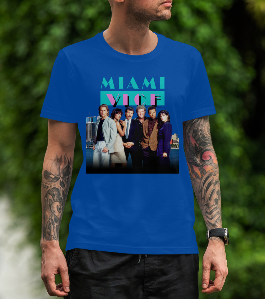 MIAMI VICE Retro Classic Cast Cityscape T-Shirt