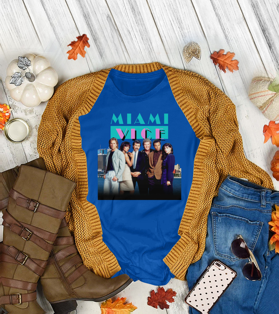MIAMI VICE Retro Classic Cast Cityscape T-Shirt