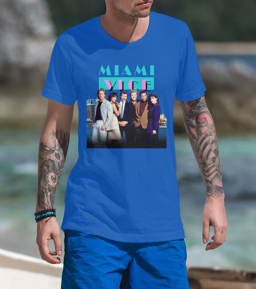 MIAMI VICE Retro Classic Cast Cityscape T-Shirt