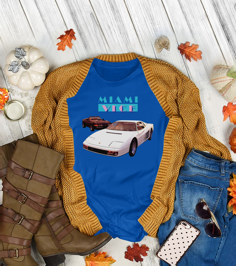 Miami Vice Iconic Ferrari and Corvette Cars T-Shirt