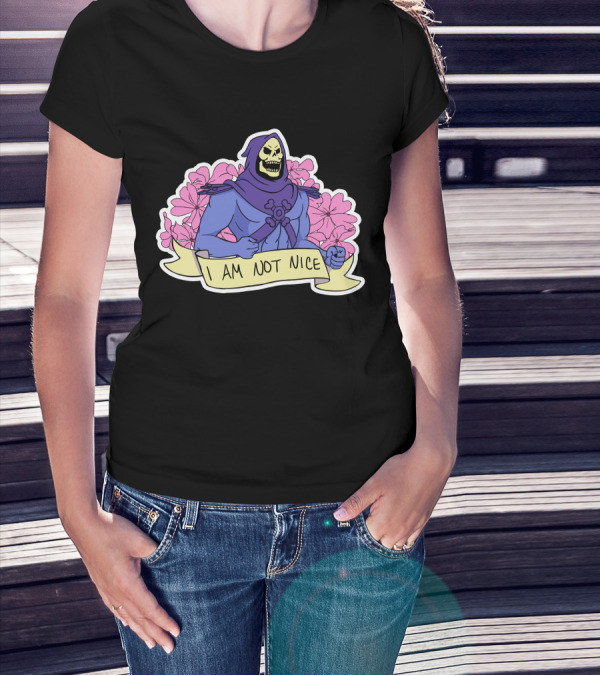 Skeletor I Am Not Nice Masters Of The Universe Floral Background T-Shirt