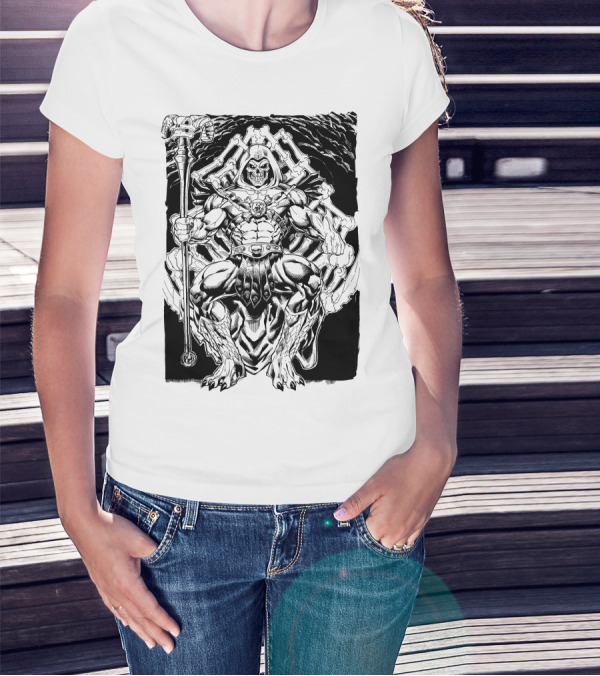 Skeletor Throne Artwork Masters Of The Universe Villain Motif T-Shirt