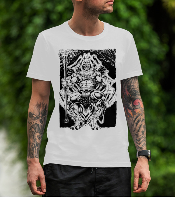 Skeletor Throne Artwork Masters Of The Universe Villain Motif T-Shirt
