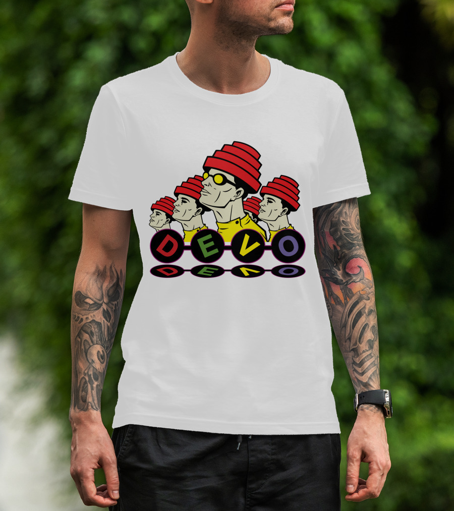 Devo Band Red Hats Yellow Shirts Sunglasses Iconic T-Shirt