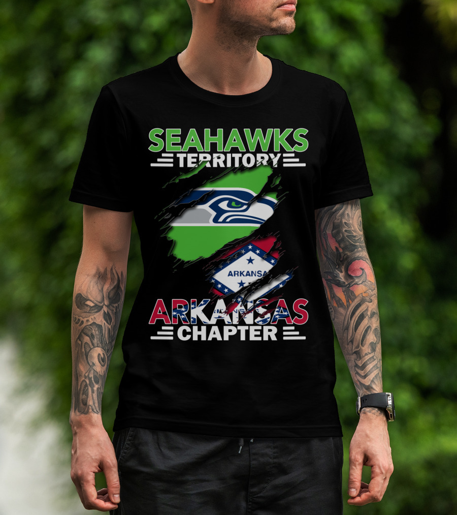 Seahawks Territory Arkansas Chapter Logo With State Flag T-Shirt