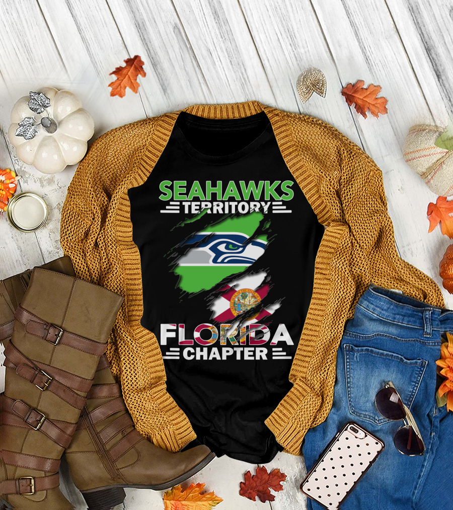 Seahawks Territory Florida Chapter Flag Ripped T-Shirt