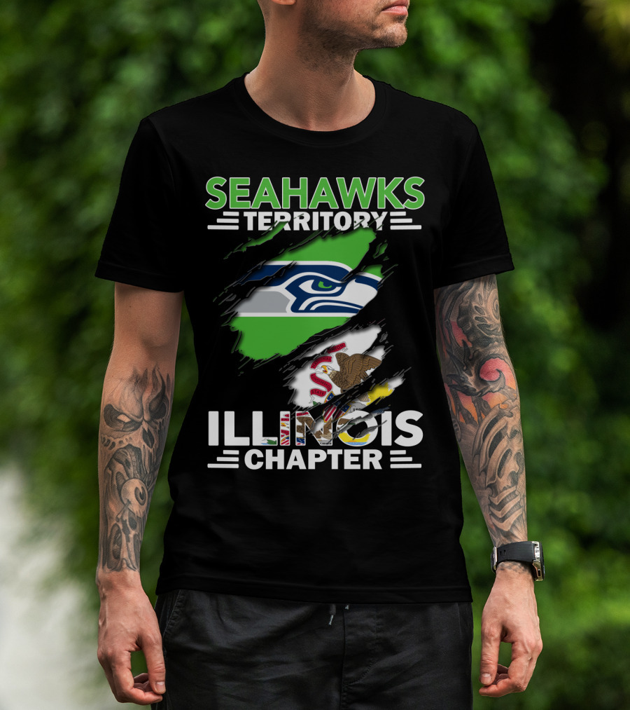 Seahawks Territory Illinois Chapter Nfl Logo Flag T-Shirt