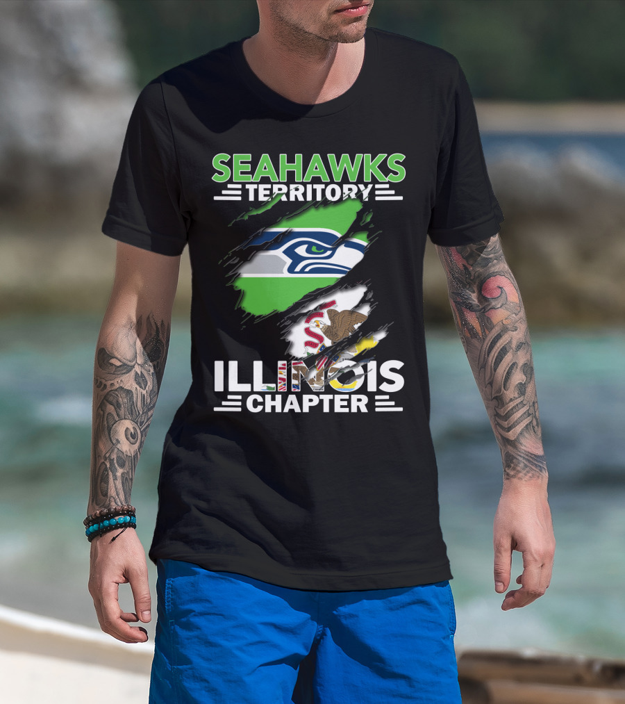Seahawks Territory Illinois Chapter Nfl Logo Flag T-Shirt