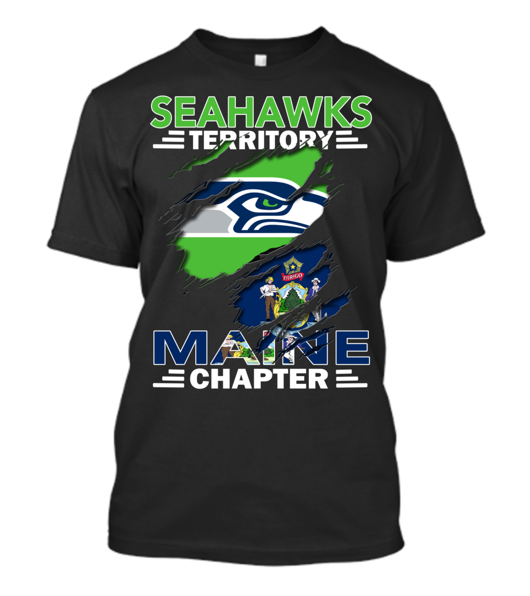 Seahawks Territory Maine Chapter Logo Flag Symbol T-Shirt