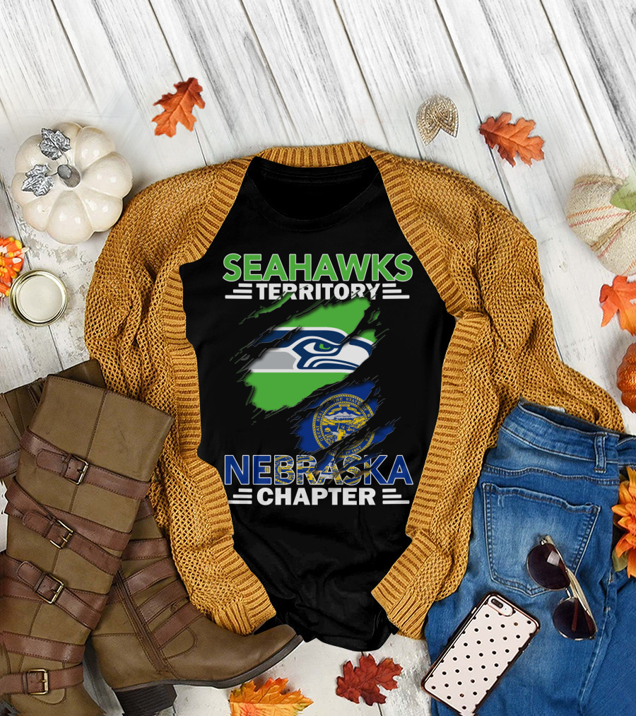 Seahawks Territory Nebraska Chapter With Flag And Mascot T-Shirt