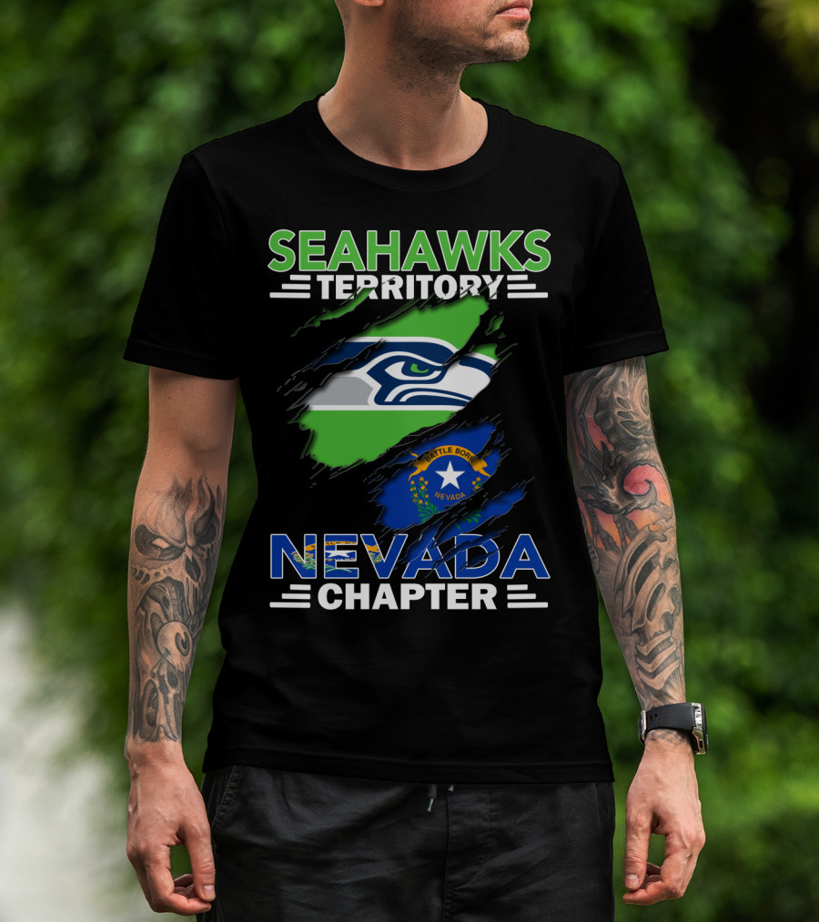 Seahawks Territory Nevada Chapter Battle Born Flag Integration T-Shirt