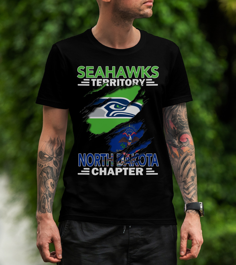Seahawks Territory North Dakota Chapter Seattle Seahawks Logo Flag T-Shirt