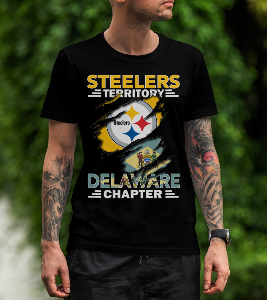 Steelers Territory Delaware Chapter Steelers Logo And Delaware Flag T-Shirt