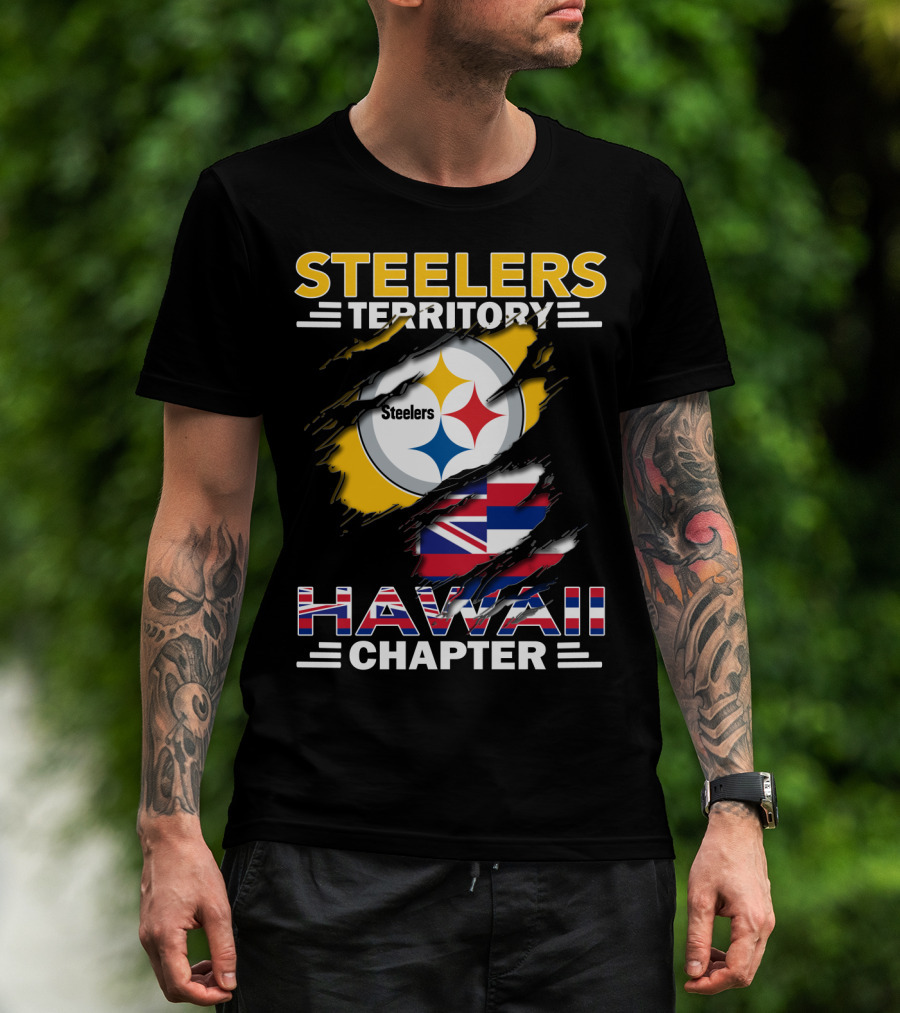 Steelers Territory Hawaii Chapter Steelers Logo Hawaiian Flag T-Shirt