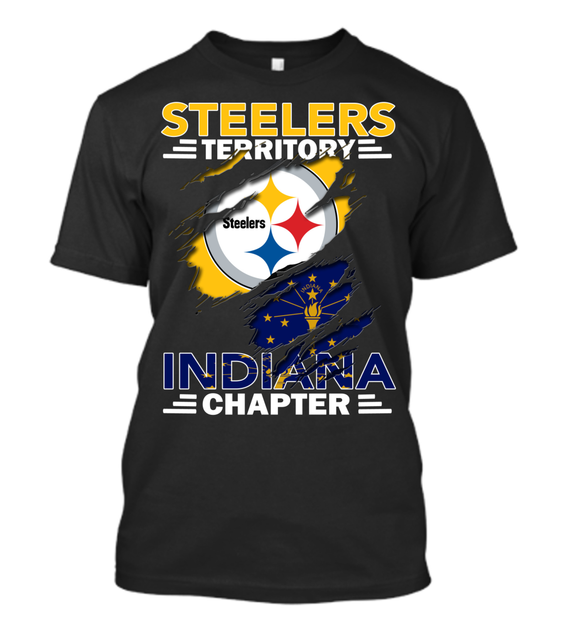 Steelers Territory Indiana Chapter Logo With Flag T-Shirt