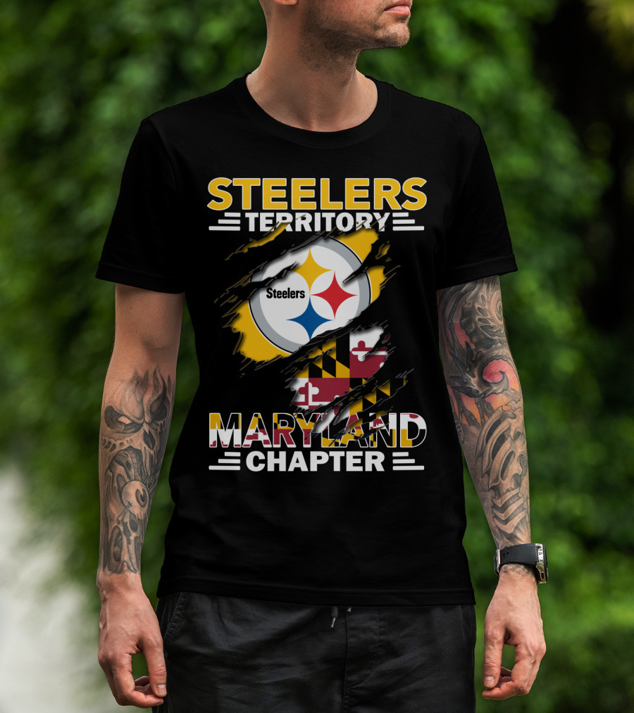 Steelers Territory Maryland Chapter Flag And Logo Mashup T-Shirt