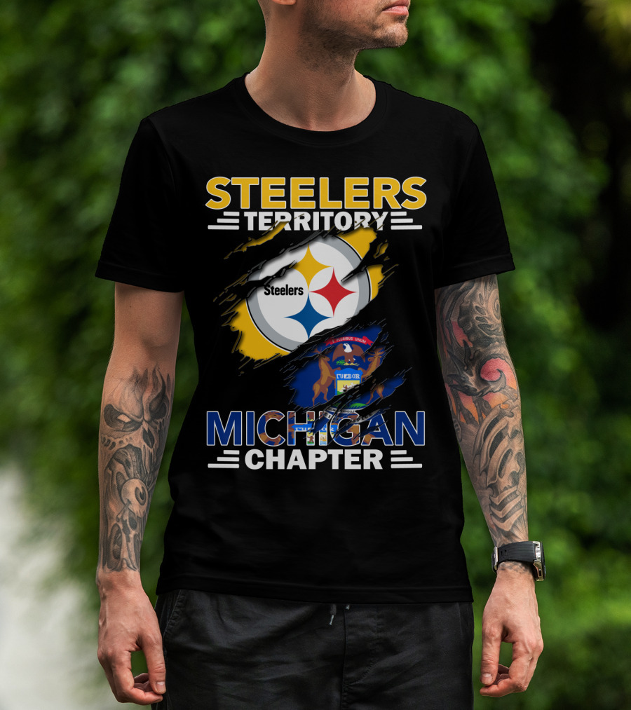 Steelers Territory Michigan Chapter Steelers Logo And Michigan State Elements T-Shirt