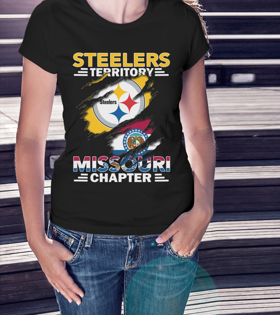 Steelers Territory Missouri Chapter Steelers Logo Missouri Flag T-Shirt