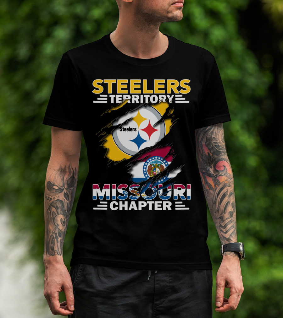 Steelers Territory Missouri Chapter Steelers Logo Missouri Flag T-Shirt