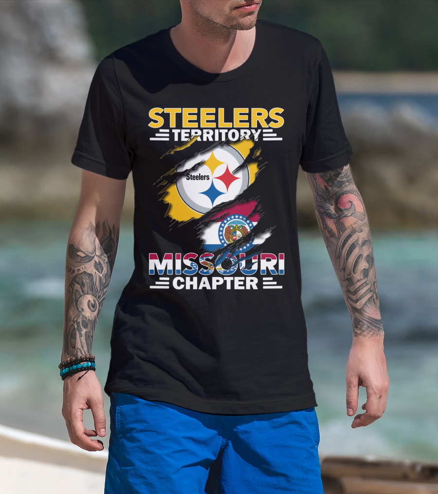 Steelers Territory Missouri Chapter Steelers Logo Missouri Flag T-Shirt