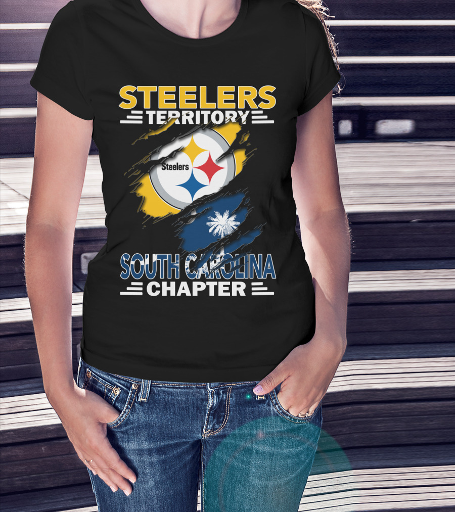Steelers Territory South Carolina Chapter Rip Design Logo And State Flag Elements T-Shirt