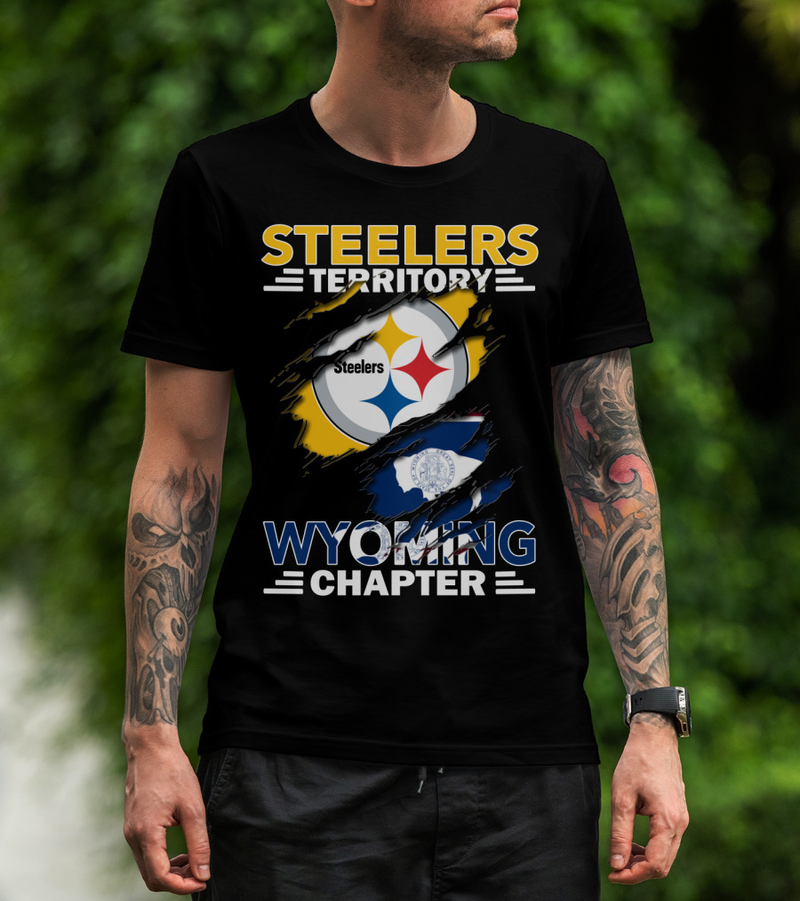 Steelers Territory Wyoming Chapter Steelers Logo Wyoming Flag T-Shirt