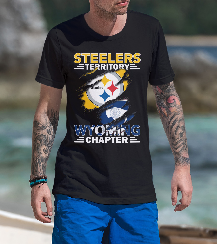 Steelers Territory Wyoming Chapter Steelers Logo Wyoming Flag T-Shirt