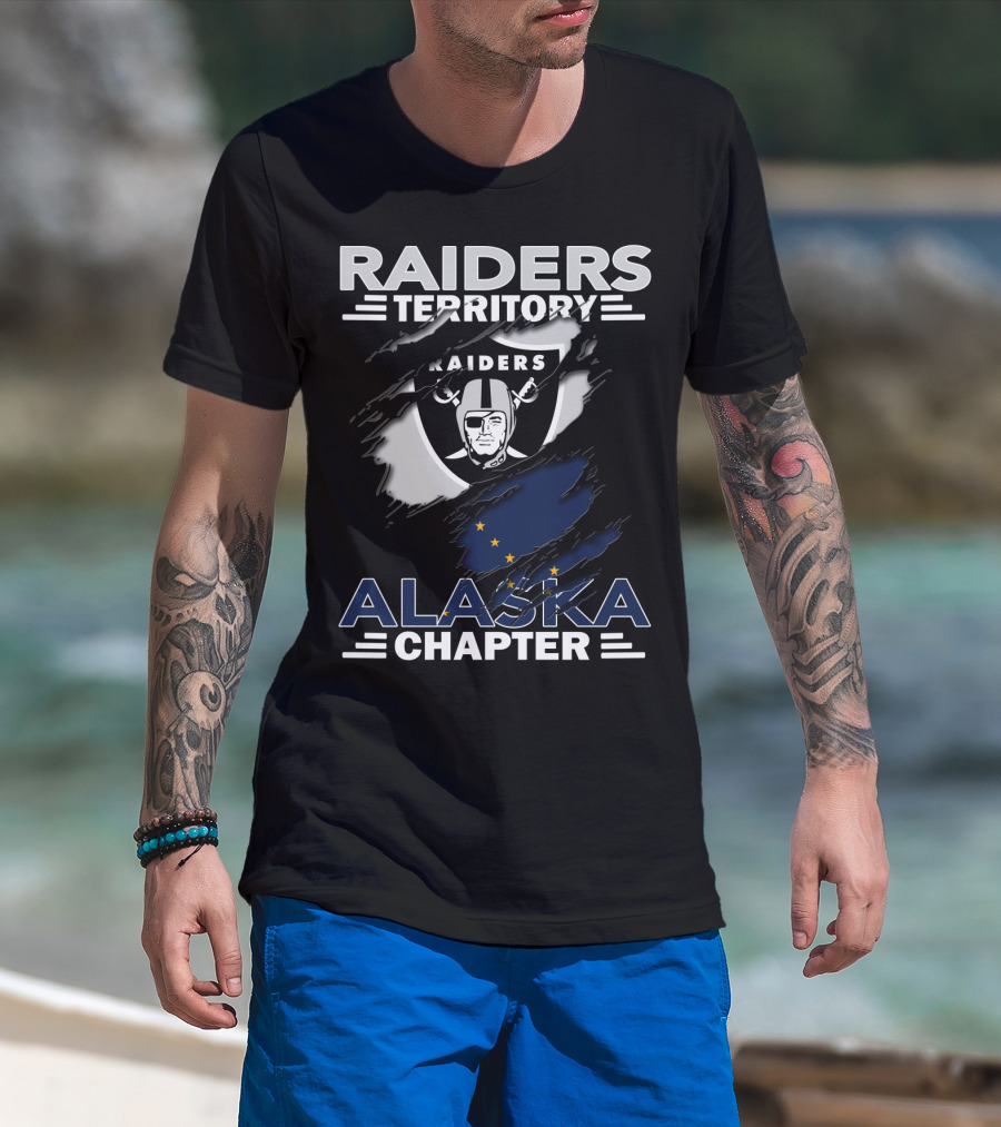 Raiders Territory Alaska Chapter Raiders Logo With Alaska Flag T-Shirt