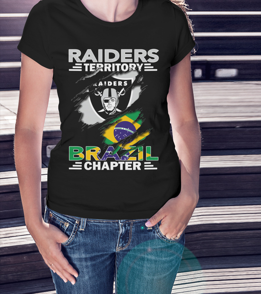 Raiders Territory Brazil Chapter Flag And Shield Mashup T-Shirt