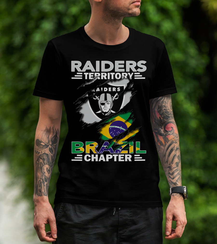 Raiders Territory Brazil Chapter Flag And Shield Mashup T-Shirt