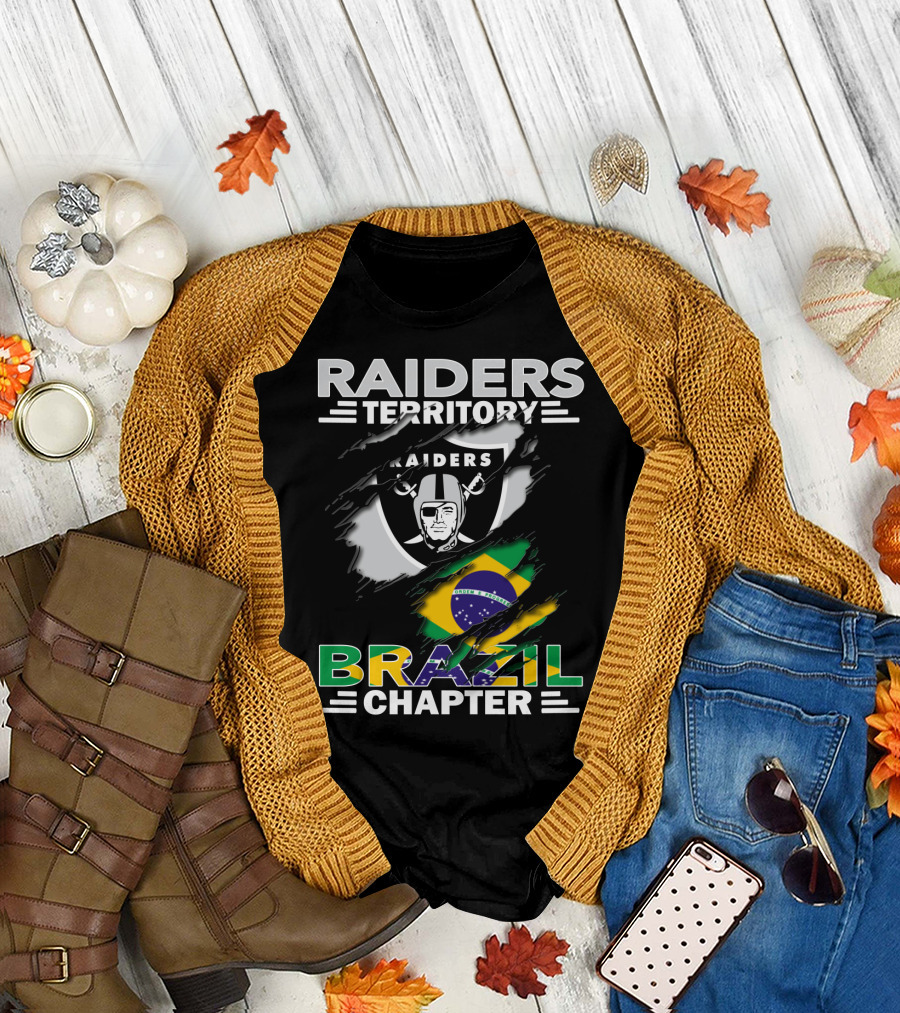 Raiders Territory Brazil Chapter Flag And Shield Mashup T-Shirt