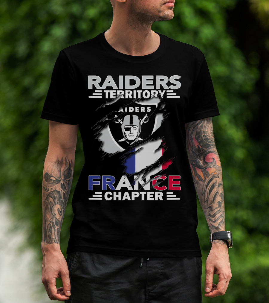 Raiders Territory France Chapter Flag And Shield T-Shirt