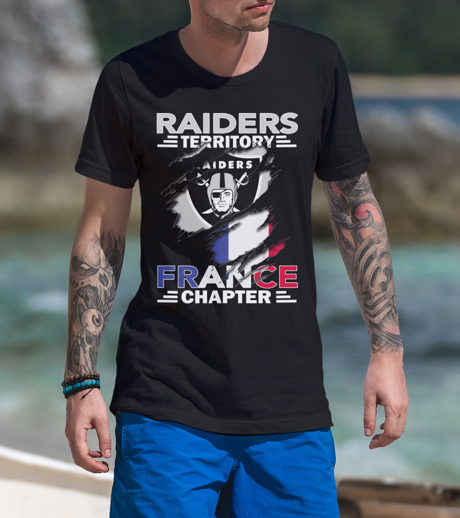 Raiders Territory France Chapter Flag And Shield T-Shirt